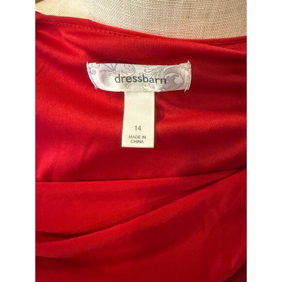 NWT Dressbarn Sheath Dress Womens Size 14 Red Sleeveless Cowl Neck Ruched Waist - Picture 8 of 9